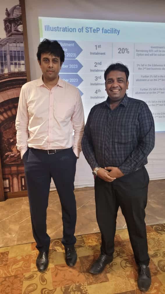 Mayur Agarwal owner of makworth finserv meeting Sahil Shah of Edelweiss Mutual Fund 